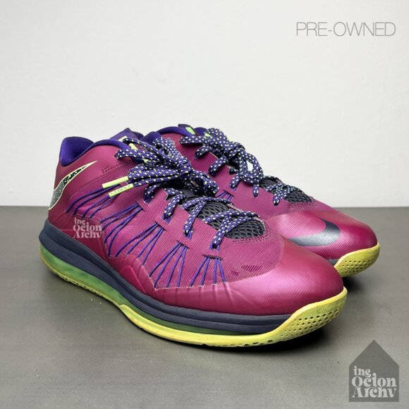 Size 11 Vintage Nike Air Max Lebron 10 Low Lebroncurial 579765-601 Pre-Owned - Picture 1 of 13